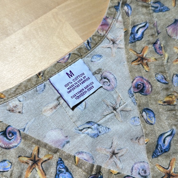 S.C.R.U.B.S. Tan Shells Ocean Patterned Scrub Top - Picture 5 of 5